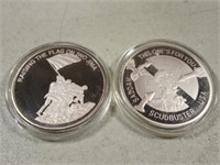 Pair Of 1 OZ Silver Rounds .999 Fine A