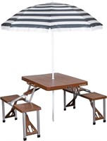 Stansport Picnic Table And Umbrella Combo - Brown
