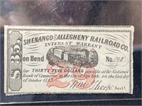 1883 SHENANGO AND ALLEGHENY RAILROAD