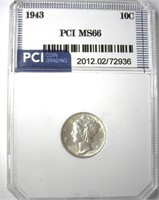 1943 Dime PCI MS66