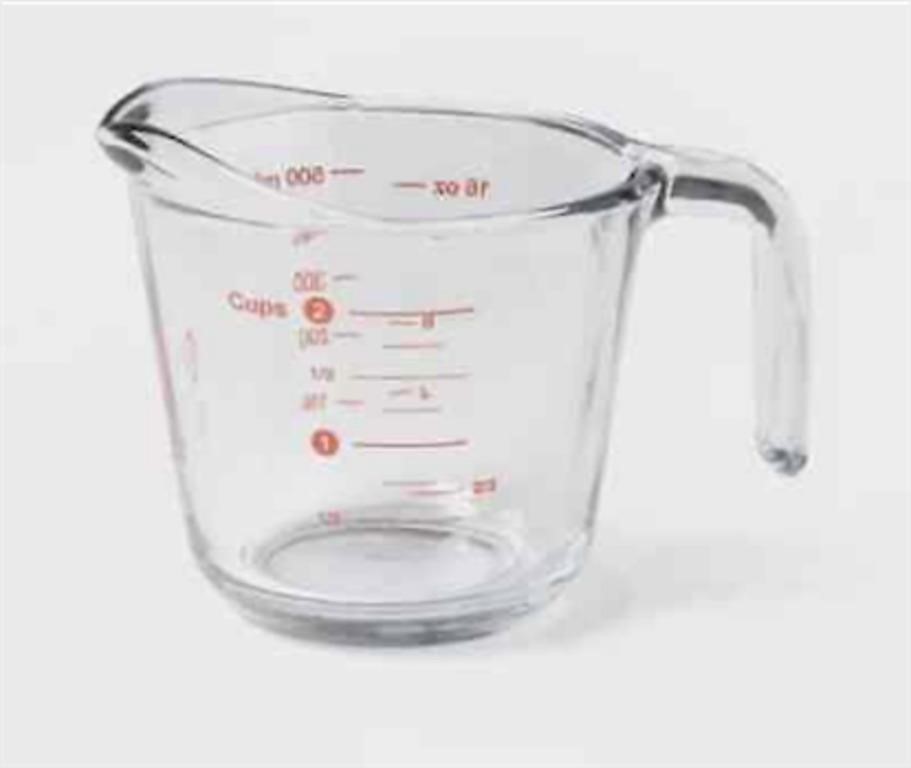 2 Cup Glass Measuring Cup with Red Markings - Made