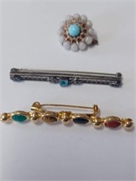 Vtg. Brooch Lot to Include One w/ Scarrob Stones