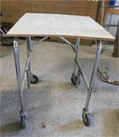 Wood top roll-around shop table, 24" sq. x 30"