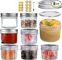 Small Mason Jars, 8 Pack 4oz Glass Jars with