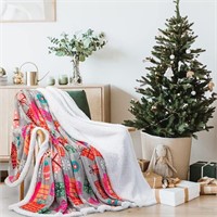 Christmas Sherpa Blanket, Grey, 65x90 Twin