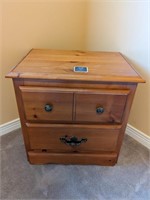 Wooden/Pine 2 Drawer Bed Side Table