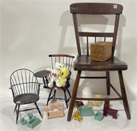Doll Furniture, Wood Chair, Anti-Borax Box