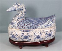 Chinese Style Porcelain Duck Tureen Centerpiece
