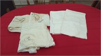 HAND EMBROIDERED DISH TOWELS AND 2 PILLOW CASES