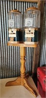 (2) Gumball Machines on Wood Stand