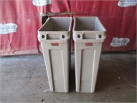 Bid X 2 : New Gray Slim Jim Trash Cans