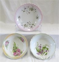 German Bowls-2  & Floral Plate Unmarked