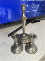 3-PEWTER CANDLE STICKS