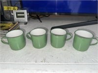 4-GREEN SWEDEN PORCELAIN CUPS