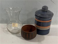 Flower Vase, Canister and Ceramic Bowl
