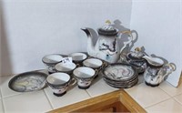 Stunning raised relief Dragon Ware tea set, 15