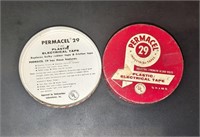 Vintage Red White Permacel 29 Empty Tin Holder