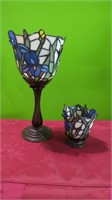 2 Partylite Blue Iris Candle Holders