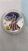 2001 American Eagle silver dollar w/ color 1oz
