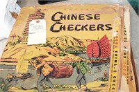 Vintage Chinese Checkers game, metal board