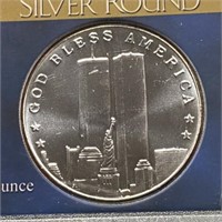 9/11/2001 .999 Silver Troy Ounce Art Round