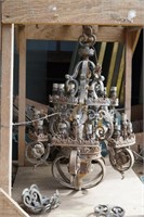 Wrought Iron & Wood Chandeliers "Untested"