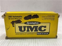 50 ROUNDS OF REMINGTON UMC 380 AUTO 95 GR. METAL