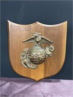 Brass Marines wood Plaque