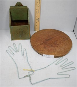 Salt Box In Turquoise With Glove Stretchers And