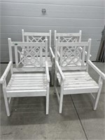 Set Of 4 Wooden Patio Chairs, 22x22x37 "