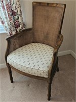 Wood + Wicker Upholstered Chair
23×35.5×20" -
