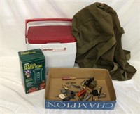 Military Duffle Bag, Cooler, Locks, etc