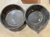 2 plastic oil drain pans