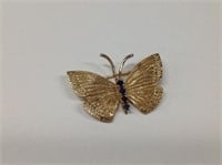 14k yellow gold Butterfly Pin w/ 4 sapphires