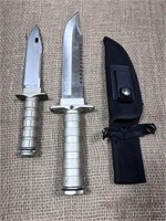 (2) Large Hunting /Survival Knifes - Compass/Match