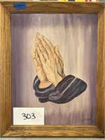 Religious praying hands painting