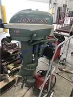 Johnson 10 Sea horse outboard boat motor on stand