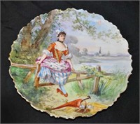Antique hand painted, portrait wall plate
