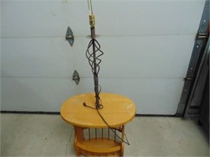 Oak End Table Lamp
