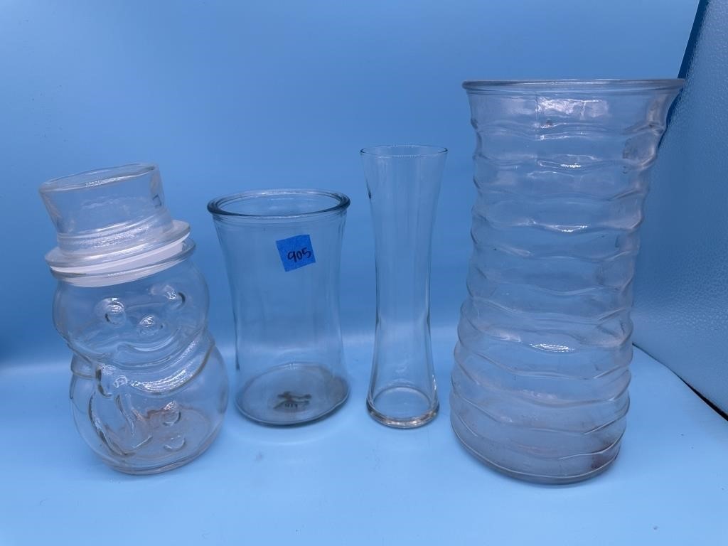 3 Vases, Snowman Cookie Jar