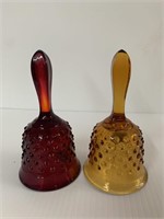 Vintage Fenton Hobnail Bells Ruby & Amber