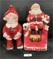 Vintage Santa On Chimney & Santa Figure Blow