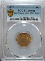 1871 Indian cent PCGS unc detail questionable