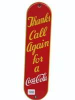 COCA COLA "THANKS CALL AGAIN" SSP PALM PUSH