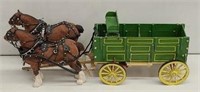 Breyer Type Horses w/Homemade Wooden Wagon