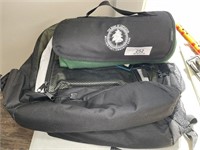 2 backpacks and blanket