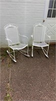 2 vintage metal outdoor rocking chairs