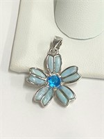 .925 Silver Larimar & Blue Topaz  Pendant CL