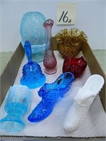 (8) Assorted Fenton Pieces - Shoes, Bells, Vases,