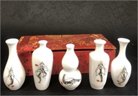 Set of 5 Miniature Chinese White Porcelain Vases
